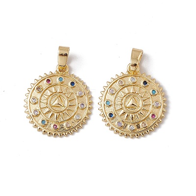 Brass Micro Pave Cubic Zirconia Pendants KK-E068-VC060-1