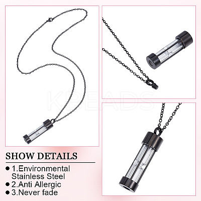 1Pc Column Glass Urn Ashes Necklaces NJEW-DR0001-05EB-1