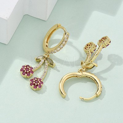 Brass Cubic Zirconia Hoop Earrings EJEW-R016-16G-1