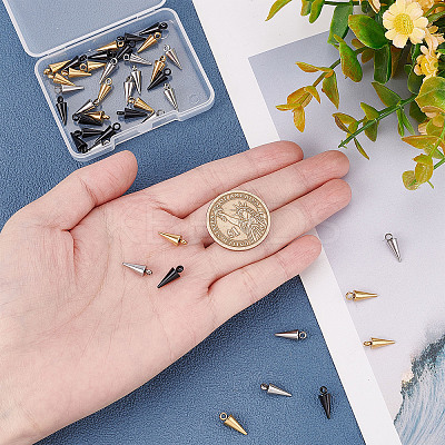 42Pcs 3 Colors 201 Stainless Steel Charms STAS-DC0010-46-1