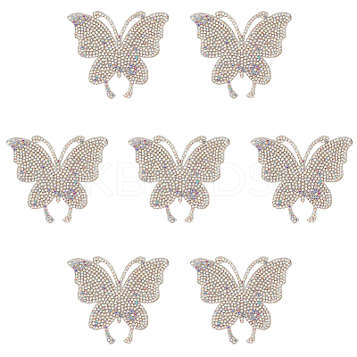 7Pcs Butterfly Hotfix Rhinestone Iron on/Sew On Patches DIY-DR0002-04B-1