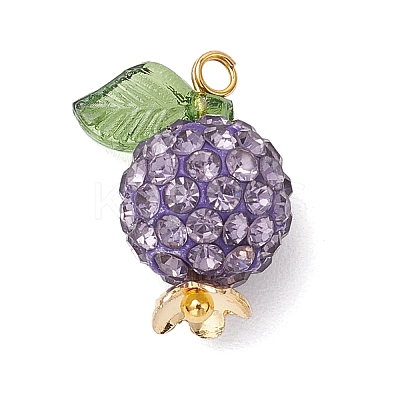 Pave Disco Ball Beads with Transparent Acrylic Charms and 304 Stainless Steel Bead Caps and Brass Ball Head pins Pendants X-PALLOY-TA00243-1