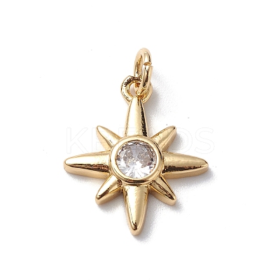 Rack Plating Brass Micro Pave Cubic Zirconia Pendants KK-E003-31G-1