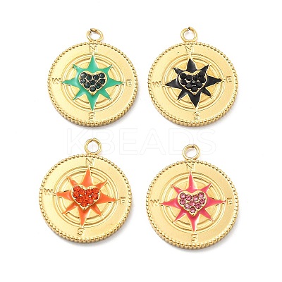 304 Stainless Steel Enamel Rhinestone Pendants STAS-L283-38G-1