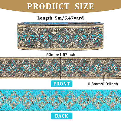 Ethnic Style Embroidery Polyester Ribbons OCOR-WH0077-32-1