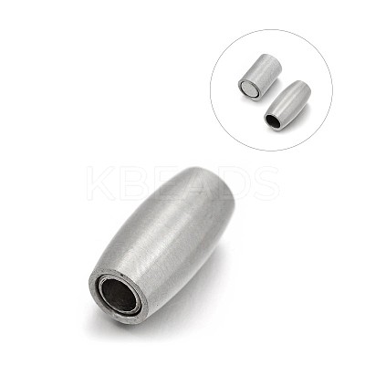 Tarnish Resistant Matte 304 Stainless Steel Barrel Magnetic Clasps with Glue-in Ends STAS-E089-18B-1