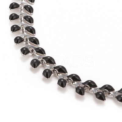 Enamel Wheat Link Chain Necklace NJEW-P220-02P-1