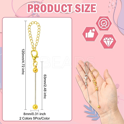 10Pcs 2 Colors Zinc Alloy Beadable Bar Pendant Decorations for DIY Crafts Jewelry Making AJEW-CJ0001-50-1