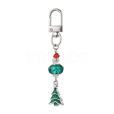 Christmas Series Alloy Enamel & Glass Beads Pendant Decoration HJEW-TA00349-1