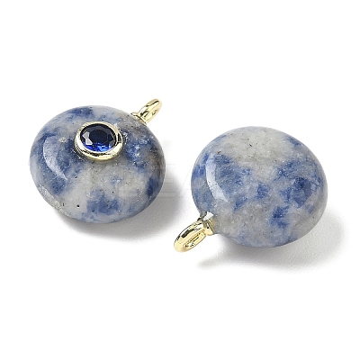 Natural Blue Spot Jasper Flat Round Pendants G-H318-01G-07-1