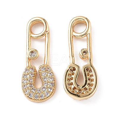 Brass Micro Pave Clear Cubic Zirconia Pendants KK-E068-VF262-1