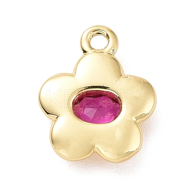 Eco-friendly Brass Micro Pave Medium Violet Red Cubic Zirconia Pendants KK-D079-04G-1