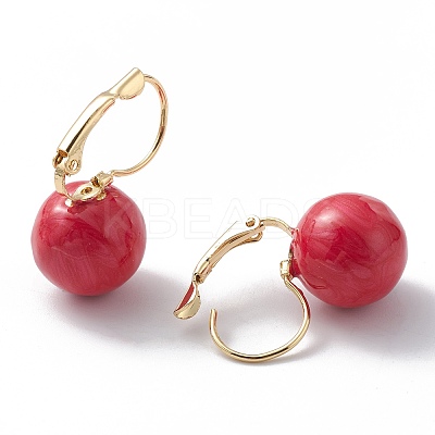 Brass Enamel Leverback Earrings EJEW-A093-11G-1