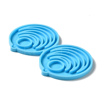 DIY Flat Round with Sun & Moon Pendant Silicone Molds DIY-I099-27-1