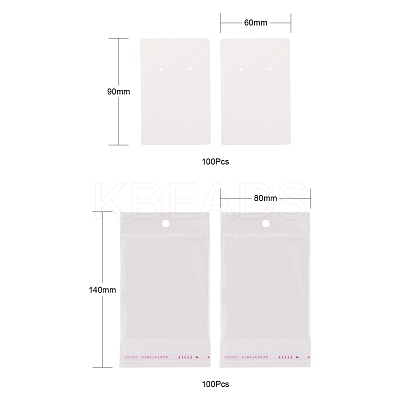 200Pcs 2 Style Cardboard Display Cards and OPP Cellophane Bags CDIS-LS0001-05A-1