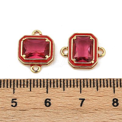 Brass Pave Glass Rectangle Connector Charms KK-Q043-09G-B-1-1