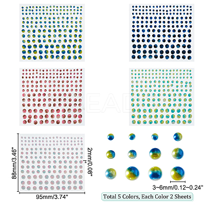 10 Sheets 5 Colors Self Adhesive Acrylic Faux Pearl stickers DIY-GA0004-51-1