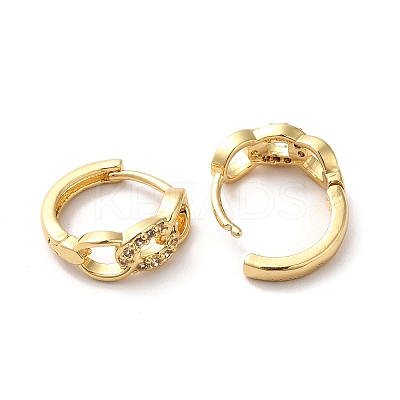 Clear Cubic Zirconia Curb Chains Shape Hoop Earrings ZIRC-Q201-23G-1