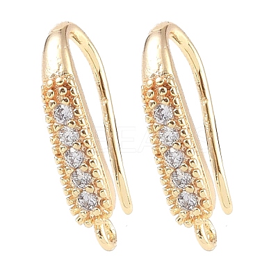 Brass Micro Pave Clear Cubic Zirconia Earring Hooks LS-KK-U008-06G-1
