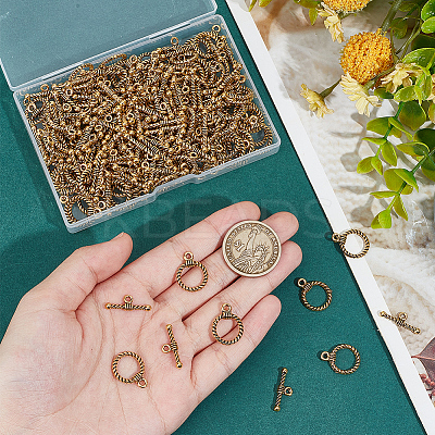 120Pcs Tibetan Style Alloy Toggle Clasps STAS-SP0001-62-1
