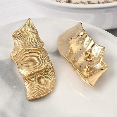 304 Stainless Steel Leaf Stud Earrings EJEW-K268-54G-1