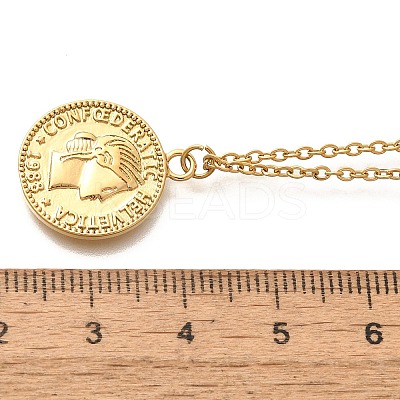 304 Stainless Steel Flat Round Cameo Pendant Cable Chain Necklaces for Women LS-STAS-Z108-02G-02-1