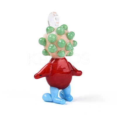 Handmade Lampwork Clown Figurine Pendants LAMP-T025-09B-1