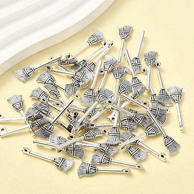 50Pcs Tibetan Style Zinc Alloy Broom Pendants TIBEP-YW0002-15-1