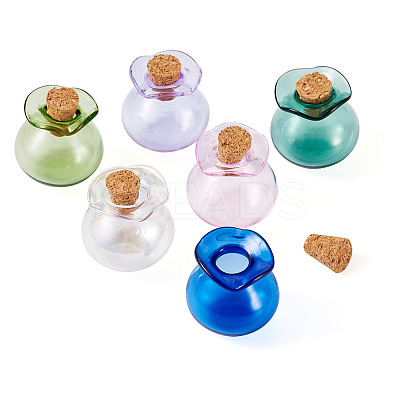 6Pcs 6 Colors Lucky Bag Shape Glass Cork Bottles Ornament AJEW-TA0001-73-1