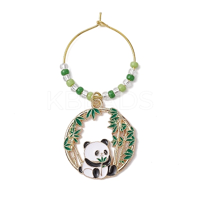 8Pcs 8 Styles Panda Alloy Enamel Wine Glass Charms AJEW-JO00211-1