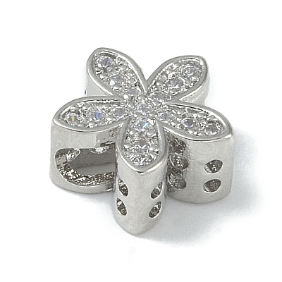 Rack Plating Brass Micro Pave Clear Cubic Zirconia Beads KK-A220-11A-P-1