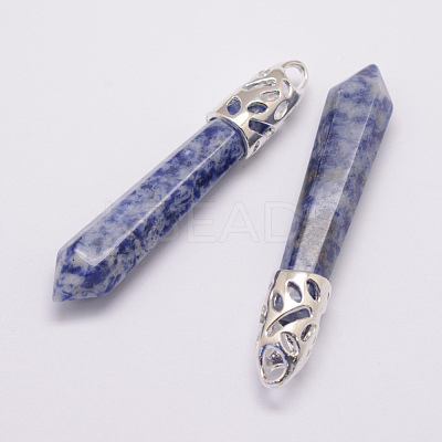 Natural Blue Spot Jasper Big Pointed Pendants G-D860-C35-P-1