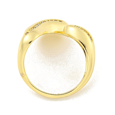 Brass Micro Pave Clear Cubic Zirconia Open Cuff Ring for Women LS-RJEW-M173-13B-G-1