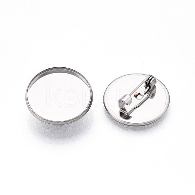304 Stainless Steel Brooch Cabochon Settings STAS-E547-08D-P-1