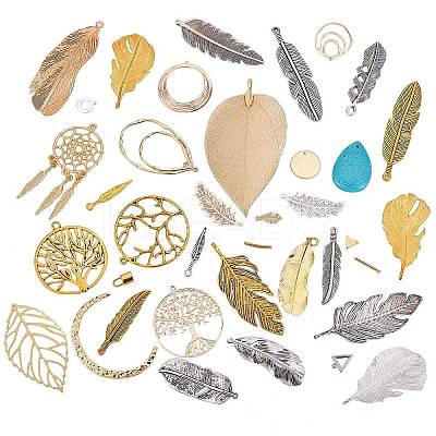 40Pcs 40 Style Alloy/304 Stainless Steel/Brass/Iron/Howlite Pendants FIND-SZ0001-77-1