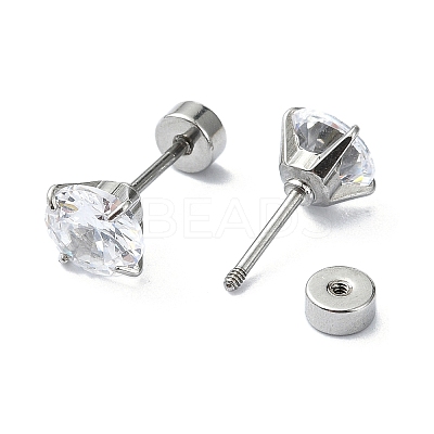 304 Stainless Steel Crystal Rhinestone Ear False Plugs STAS-C089-04D-P-1