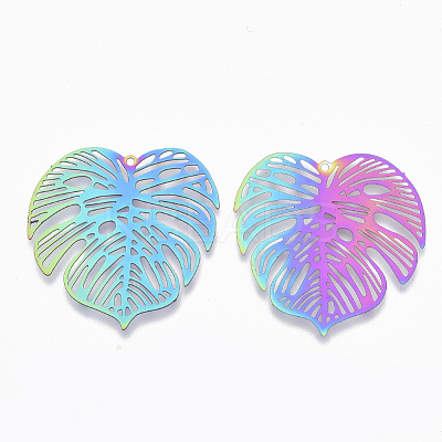 Ion Plating(IP) 201 Stainless Steel Filigree Pendants STAS-R102-21-1