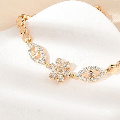 Brass Micro Pave Cubic Zirconia Link Chain Bracelets KK-R217-41G-1