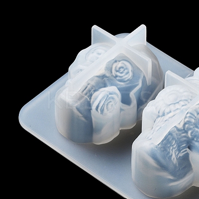 Halloween Theme Skull DIY Statue Silicone Molds DIY-P078-01B-1