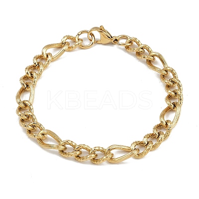 304 Stainless Steel Figaro Chain Bracelets for Women Men BJEW-Z143-20G-1