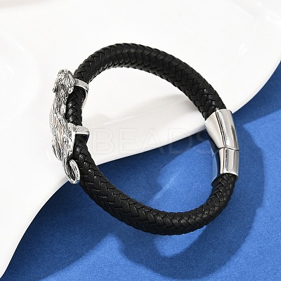 11.5MM Microfiber Leather Braided Cord Leopard Bracelets BJEW-H631-02AS-01-1