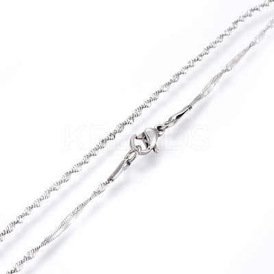 Non-Tarnish 304 Stainless Steel Singapore Chain Necklaces NJEW-F248-14A-P-1