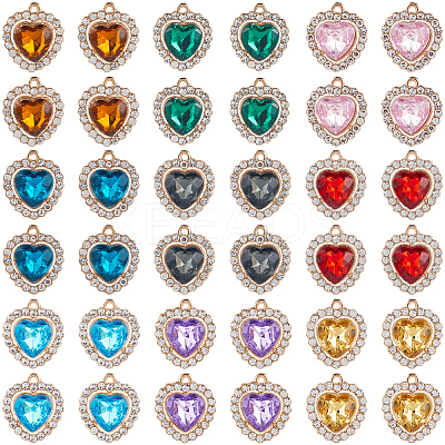 36Pcs 9 Colors Alloy Rhinestone Charms ALRI-SC0001-57-1