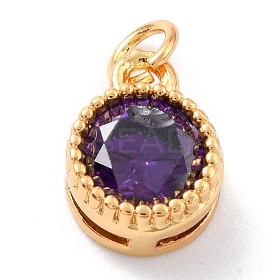 Real 18K Gold Plated Brass Inlaid Cubic Zirconia Charms ZIRC-L100-081G-03-1