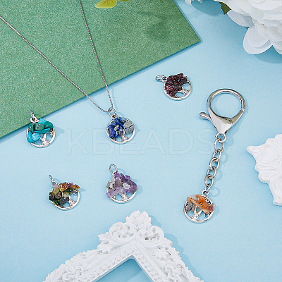 10 Sets 6 Styles Natural & Synthetic Mixed Stone Chip Pendants G-HY0001-35-1