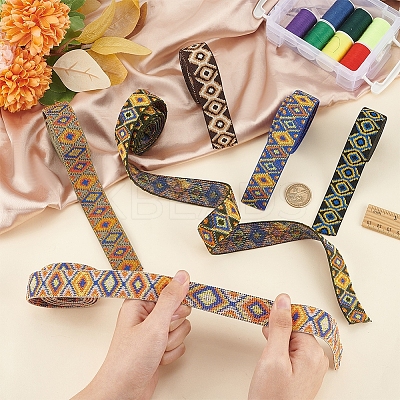 6 Strands 6 Styles Flat Ethnic Style Polyester Elastic Cord OCOR-BC0006-44-1