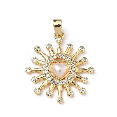 Brass Micro Pave Cubic Zirconia Pendants KK-F924-13G-1