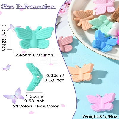 21Pcs 21 Colors Butterfly Food Grade Eco-Friendly Silicone Focal Beads SIL-CJ0002-29-1