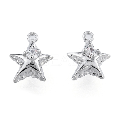Brass Pave Clear Cubic Zirconia Charms KK-L207-001P-1