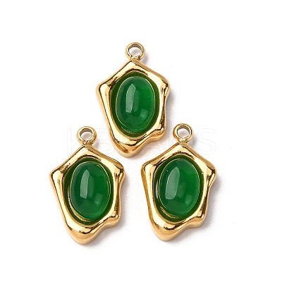 Natural Green Aventurine Irregular Oval Charms STAS-L022-525G-01-1